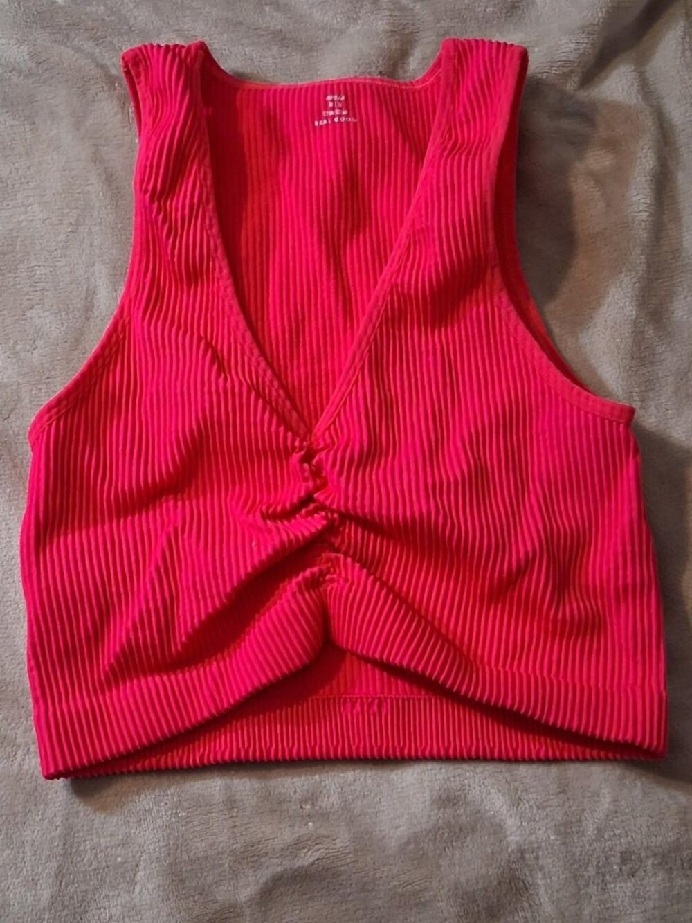 Aerie Ribbed Cropped Tank Top Pink Size M Twist Front